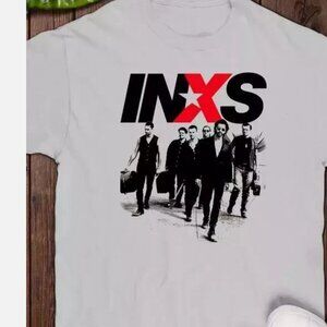 INXS Band Tour Shirt, White Cotton Unisex Rock Music Tee S-3XL 78
